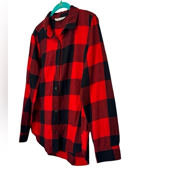 Old Navy The Classic Shirt Button Up Buffalo Plaid Black and Red Mens Size L - Picture 2 of 12